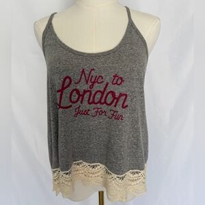 Abercrombie & Fitch Crochet Lace Gray Tank M